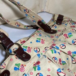 Beige Peace and Love Large Bag